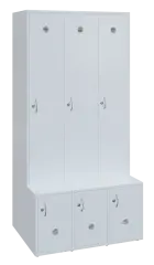 SSB - 180 - 90 šatní skříň s botníkem, 3-dvéřová, 1800x900x400/600 mm, bílá